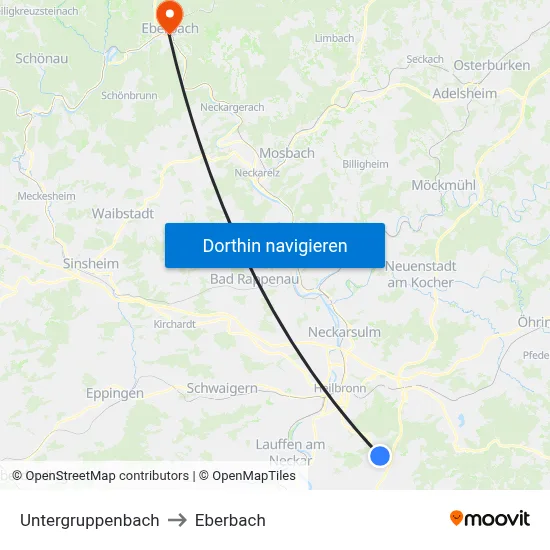 Untergruppenbach to Eberbach map