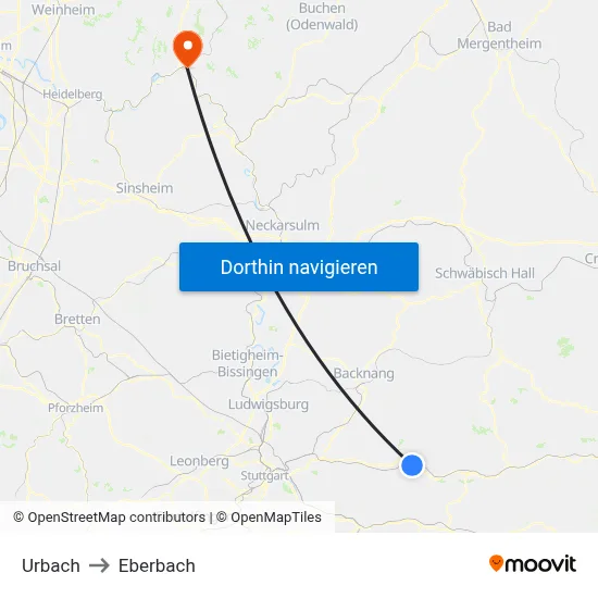 Urbach to Eberbach map