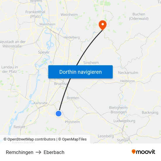 Remchingen to Eberbach map