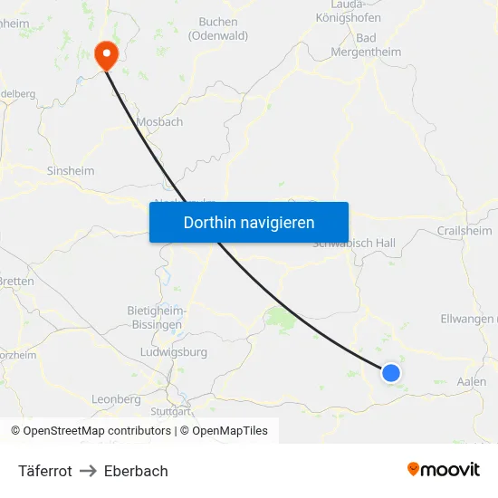 Täferrot to Eberbach map
