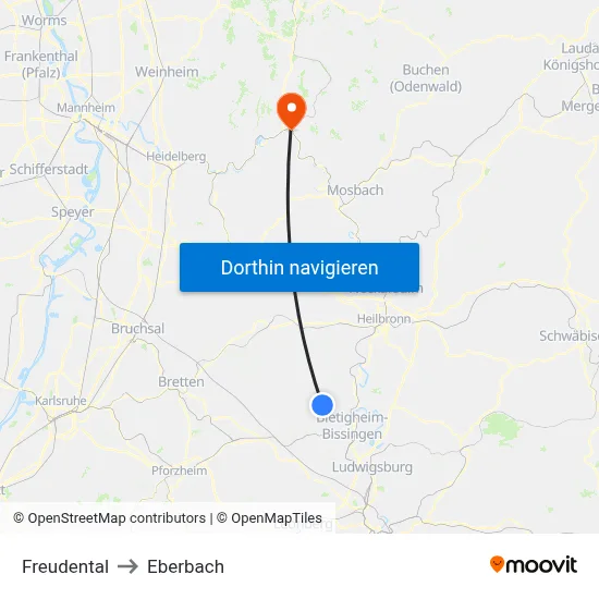 Freudental to Eberbach map
