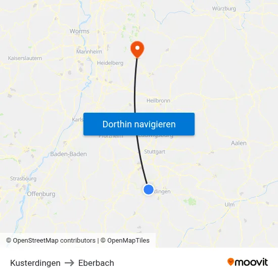 Kusterdingen to Eberbach map