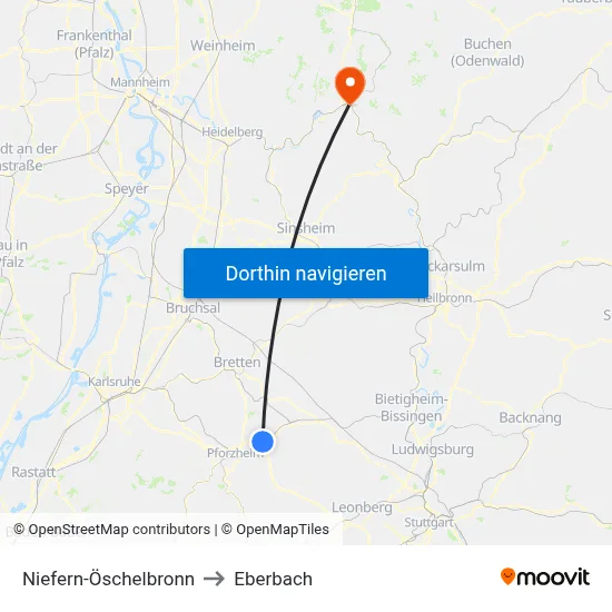 Niefern-Öschelbronn to Eberbach map