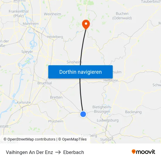 Vaihingen An Der Enz to Eberbach map