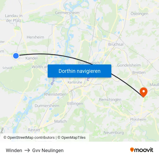 Winden to Gvv Neulingen map