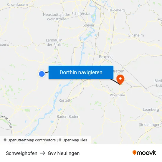 Schweighofen to Gvv Neulingen map