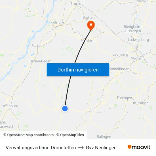 Verwaltungsverband Dornstetten to Gvv Neulingen map
