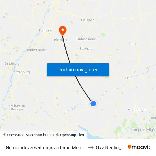 Gemeindeverwaltungsverband Mengen to Gvv Neulingen map