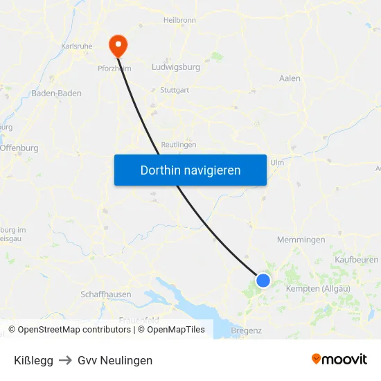 Kißlegg to Gvv Neulingen map