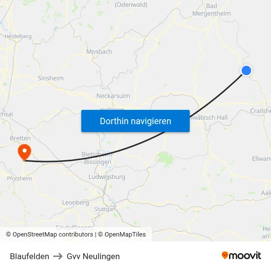 Blaufelden to Gvv Neulingen map