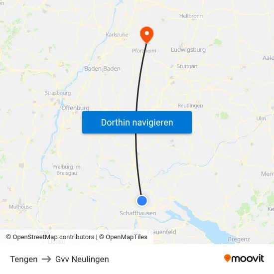 Tengen to Gvv Neulingen map