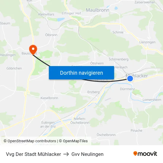 Vvg Der Stadt Mühlacker to Gvv Neulingen map
