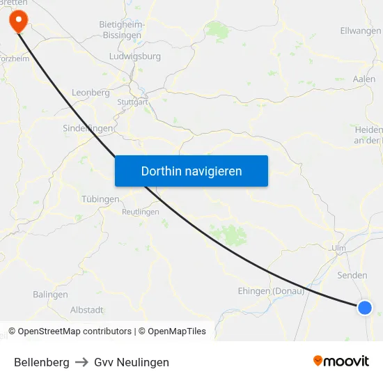 Bellenberg to Gvv Neulingen map