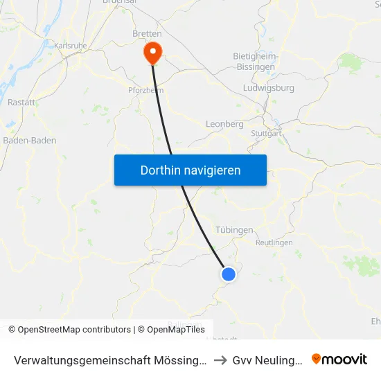 Verwaltungsgemeinschaft Mössingen to Gvv Neulingen map