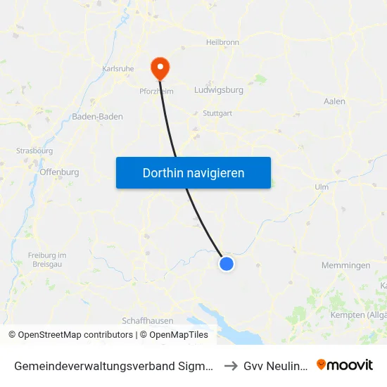 Gemeindeverwaltungsverband Sigmaringen to Gvv Neulingen map
