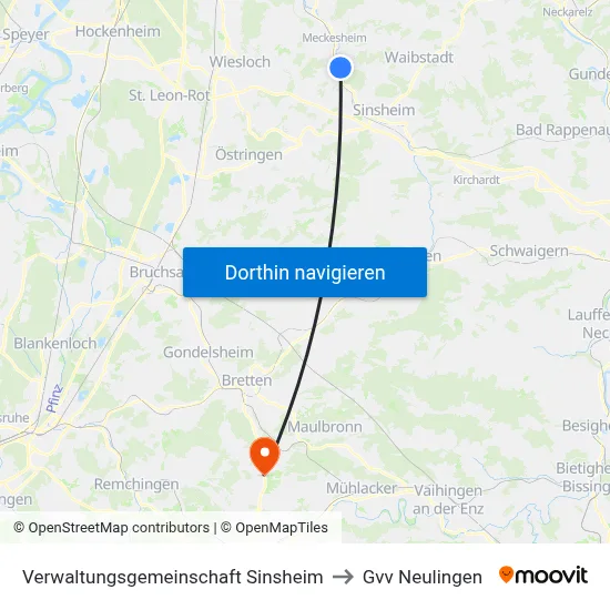 Verwaltungsgemeinschaft Sinsheim to Gvv Neulingen map