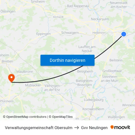 Verwaltungsgemeinschaft Obersulm to Gvv Neulingen map