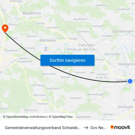 Gemeindeverwaltungsverband Schwieberdingen-Hemmingen to Gvv Neulingen map