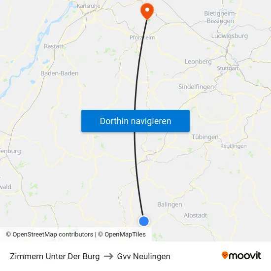 Zimmern Unter Der Burg to Gvv Neulingen map