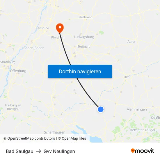 Bad Saulgau to Gvv Neulingen map
