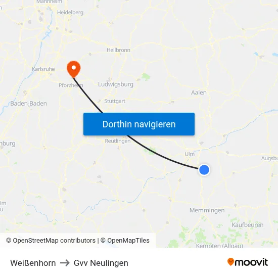 Weißenhorn to Gvv Neulingen map