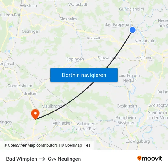 Bad Wimpfen to Gvv Neulingen map