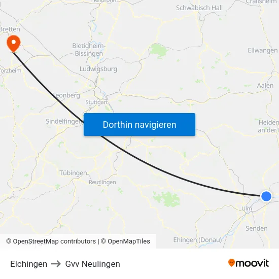 Elchingen to Gvv Neulingen map