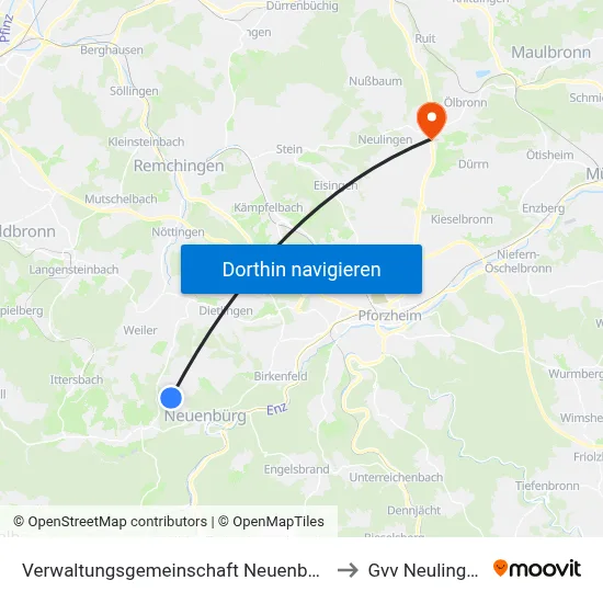 Verwaltungsgemeinschaft Neuenbürg to Gvv Neulingen map