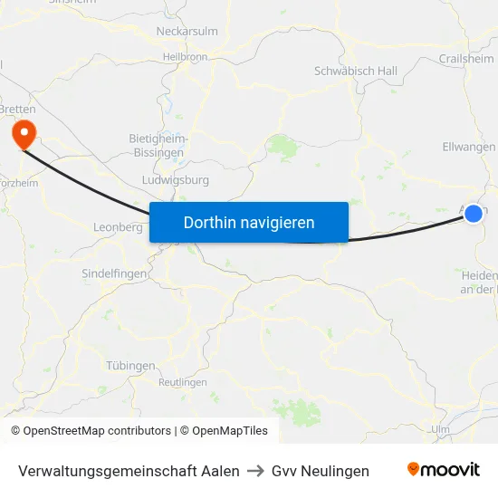 Verwaltungsgemeinschaft Aalen to Gvv Neulingen map