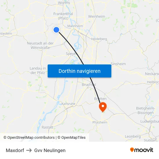 Maxdorf to Gvv Neulingen map
