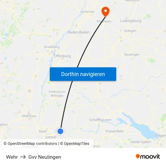 Wehr to Gvv Neulingen map