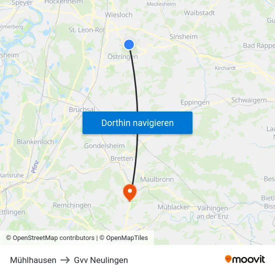 Mühlhausen to Gvv Neulingen map