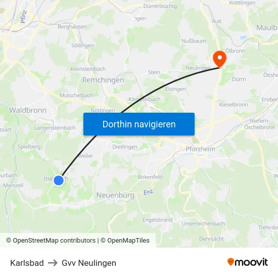 Karlsbad to Gvv Neulingen map
