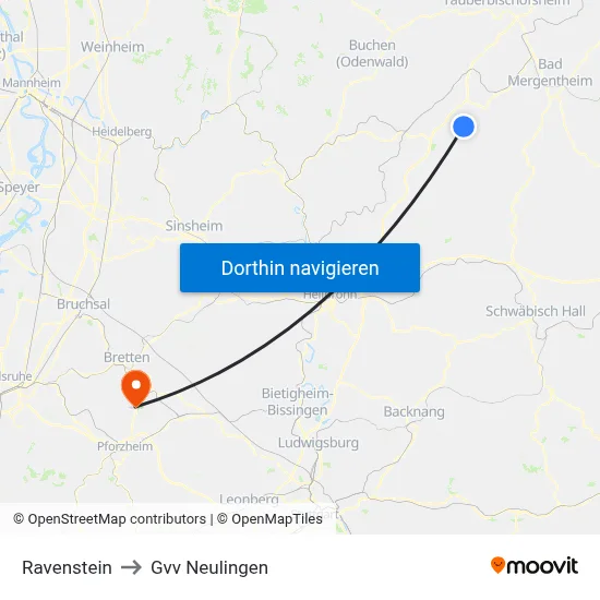 Ravenstein to Gvv Neulingen map