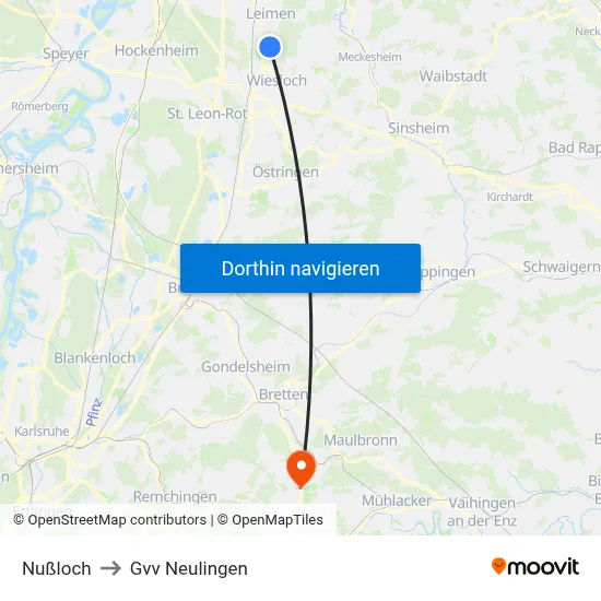 Nußloch to Gvv Neulingen map