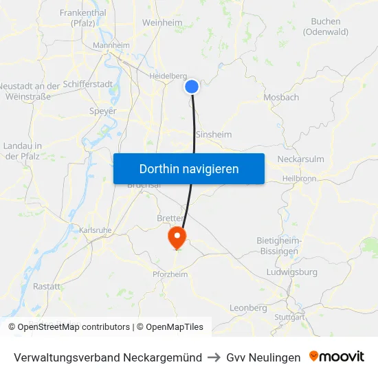 Verwaltungsverband Neckargemünd to Gvv Neulingen map