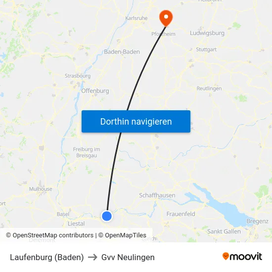 Laufenburg (Baden) to Gvv Neulingen map