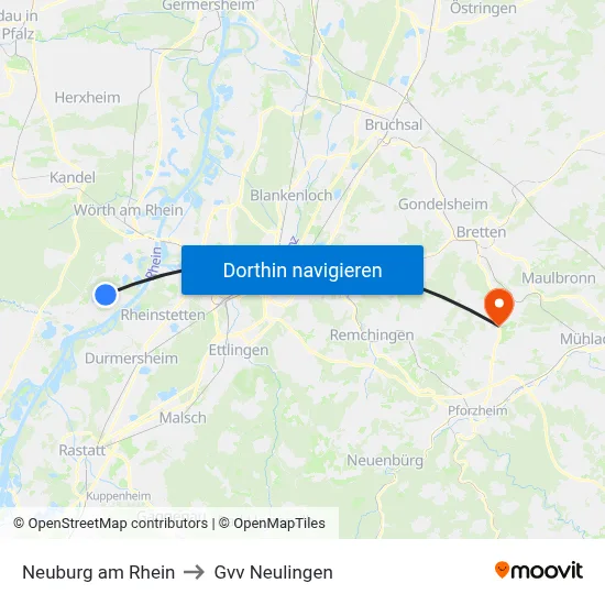 Neuburg am Rhein to Gvv Neulingen map