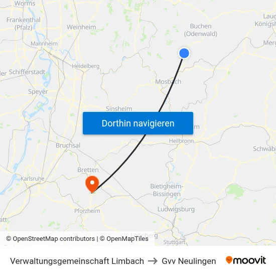 Verwaltungsgemeinschaft Limbach to Gvv Neulingen map