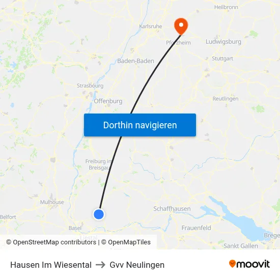 Hausen Im Wiesental to Gvv Neulingen map