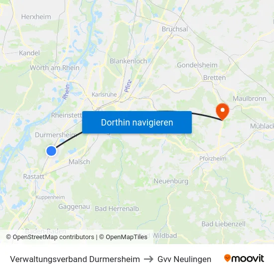 Verwaltungsverband Durmersheim to Gvv Neulingen map