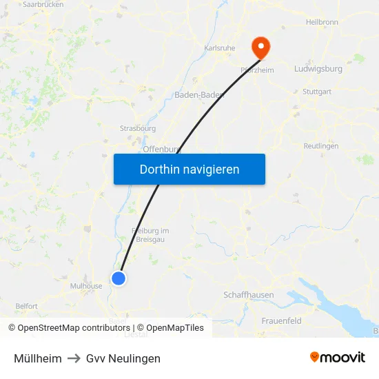 Müllheim to Gvv Neulingen map