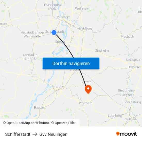 Schifferstadt to Gvv Neulingen map