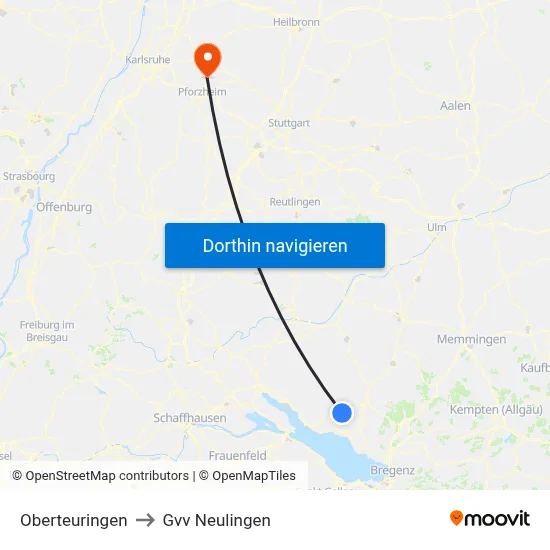 Oberteuringen to Gvv Neulingen map