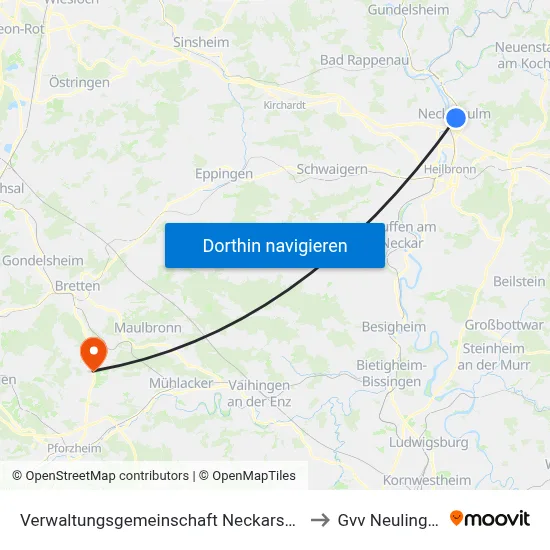 Verwaltungsgemeinschaft Neckarsulm to Gvv Neulingen map