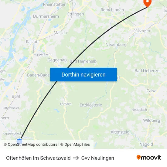 Ottenhöfen Im Schwarzwald to Gvv Neulingen map