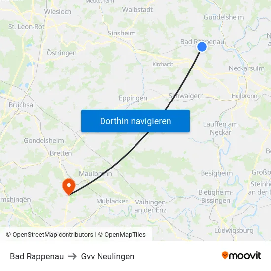 Bad Rappenau to Gvv Neulingen map