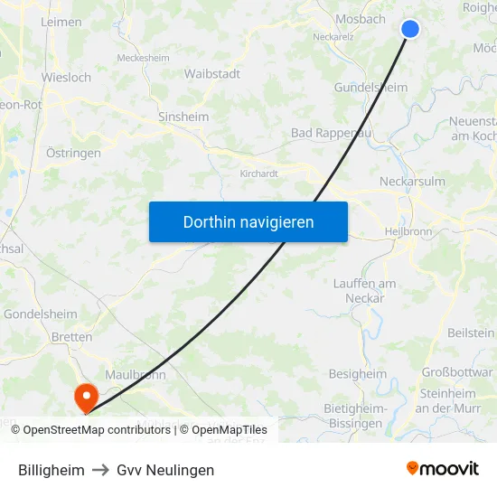 Billigheim to Gvv Neulingen map