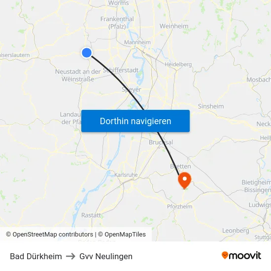 Bad Dürkheim to Gvv Neulingen map