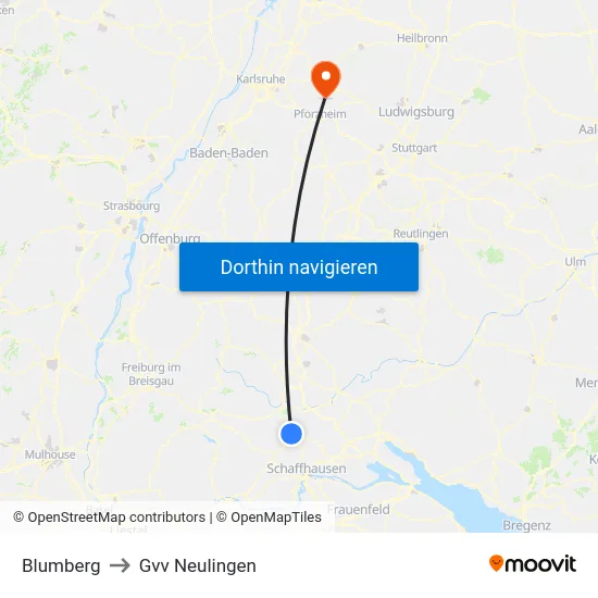 Blumberg to Gvv Neulingen map